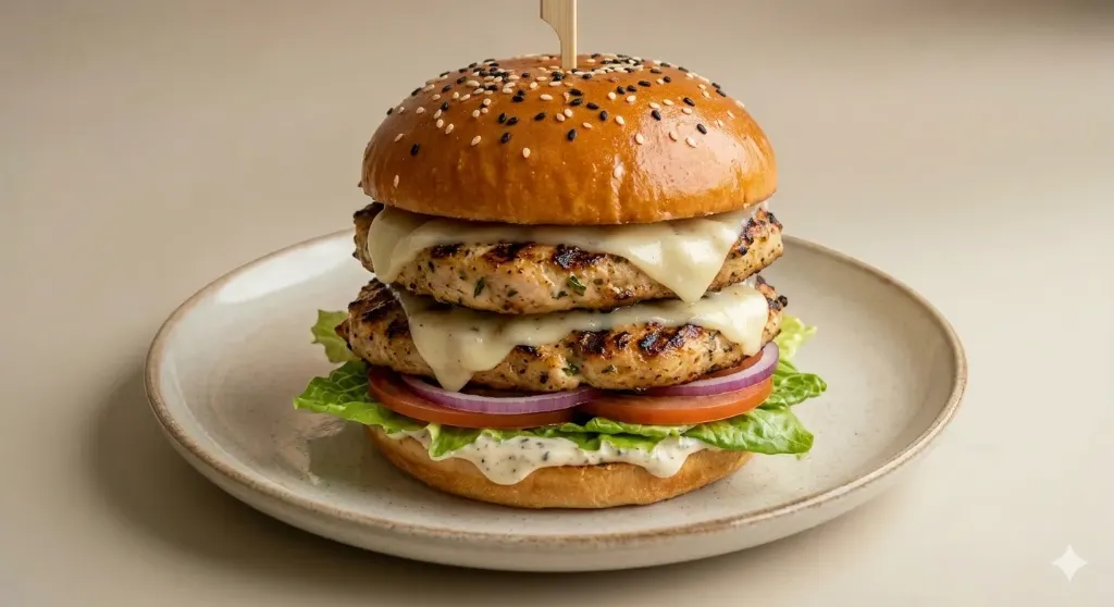 Double burger poulet grillé